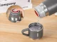 Travel Thermos 400ml with 3 Cups Stainless Steel, Grey