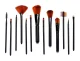 Makeup Brush Set, 12 Pcs, with Case, Black