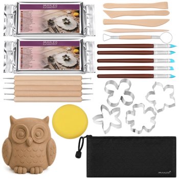 Maaleo Clay Modeling Kit with Air-Dry Clay (30 pcs)