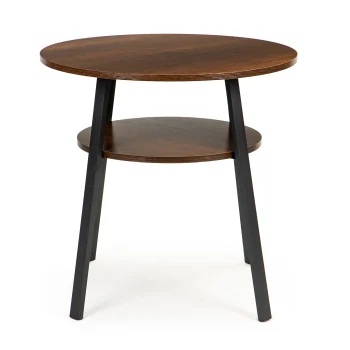 ModernHome Round Industrial Coffee Table with Storage Shelf