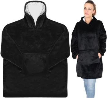 Ruhhy Oversize Blanket Hoodie, Black