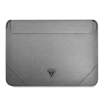 Guess Saffiano Triangle Logo 14" Laptop Sleeve - Silver