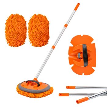 Telescopic Car Wash Mop with 2 Microfiber Pads