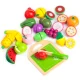 ECOTOYS Wooden Cutting Play Food Fruit Set 20 Pieces for Toddlers