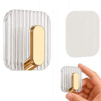 Self-Adhesive Acrylic Bathroom Hook, Square, Gold