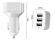 Car Charger with 3x USB Ports (1.1A, 2.1A, 3.1A), White/Silver