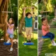 Kids Garden Swing with Round Seat and Wooden Bar, 190 cm, Blue