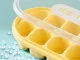 Silicone Ice Cube Tray with Container and Lid, Yellow