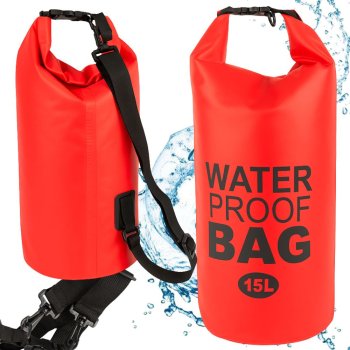 Waterproof Dry Bag Backpack for Kayak, Hiking, 15L, Red
