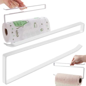 Slide-On Paper Towel Holder, Metal, White