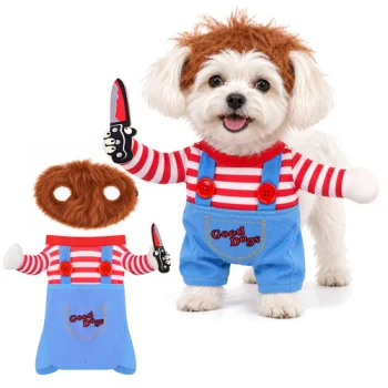 Purlov Dog Halloween Costume with Knife, Size S