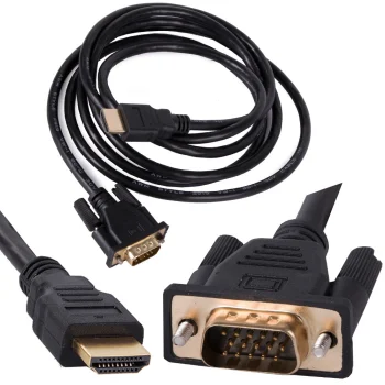 VGA to HDMI Cable 2 m, Full HD 1080p, Gold-Plated Connectors, Black