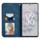 Google Pixel 6a Vintage Leather Skin-Touch Magnetic Case Book Cover, Blue