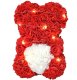 Мишка из роз с сердцем и LED подсветкой, 23 см, красный