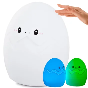 Kids LED RGB Night Light, Silicone Egg, White