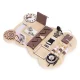 ECOTOYS Wooden Bear Busy Board for Toddlers Sensory Activity Panel 12 Elements