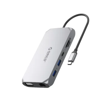 Orico XCR 12-in-1 USB-C Docking Station, PD 100W, HDMI 4K, VGA, RJ45, Gray