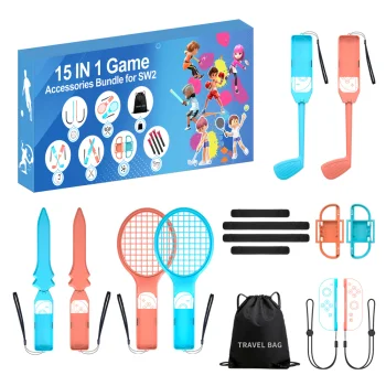 15-in-1 Family Accessory Pack for Nintendo Switch 2, Orange and Blue