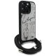 Karl Lagerfeld iPhone 16 Pro Max vāciņš Crossbody Grained Pattern & Logo, pelēks