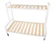 Two-Tier Wooden Plant Stand on Wheels, White / Natural Wood