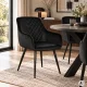 ModernHome Upholstered Velour Dining Chairs with Armrests, Set of 2, Black
