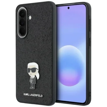 Karl Lagerfeld Fixed Glitter Ikonik Logo Case for Samsung Galaxy A37 5G, Black