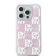 DKNY iPhone 15 Pro Case Liquid Glitters Checkered Pattern, White