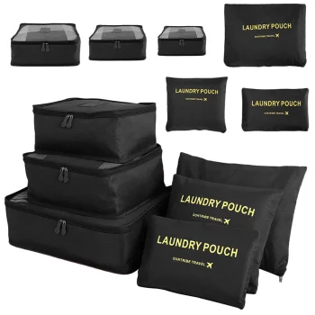 Travel Suitcase Organizers, 6 pcs, Black
