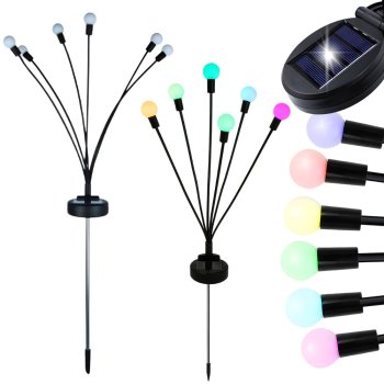 Saules dārza lampas LED bumbiņas, 2 gab. komplekts, 70 cm, RGB