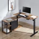 Ergo Office ER-450 Electric Height Adjustable Desk with Shelves, Rustic Brown