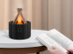 USB Air Humidifier and Aroma Diffuser with RGB LED Flame Effect, Black