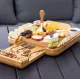 Bamboo Cheese Board with Pull-Out Drawer & Stainless Steel Knives, brown