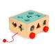 ECOTOYS Wooden Shape Sorter & Pull Along Cart with Blocks for Toddlers