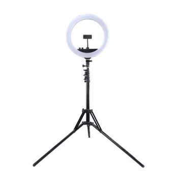 LED Ring Light 34.5cm with Tripod Stand up to 1.85m, Mirror & Phone Holder