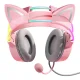 Onikuma X15 Pro Gaming Headphones with Cat Ears, Pink