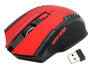 Wireless optical gaming mouse 1600 DPI, black-red