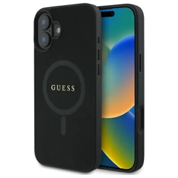 Guess iPhone 16 Case Saffiano Classic Logo MagSafe, Black