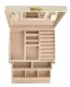 Jewelry Box Organizer with Mirror and Drawers, Beige