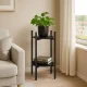 ModernHome 2-Tier Metal Plant Stand, Black