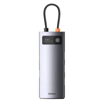 Baseus Metal Gleam Series 4-in-1 Hub, USB-C to 4x USB 3.0, WKWG070013, Gray