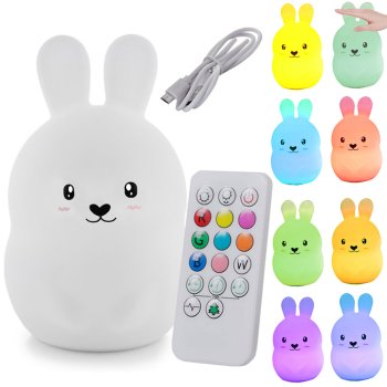 Kid's Silicone LED Light Night Lamp with Remote Control, Rabbit