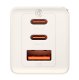 Wall Charger Baseus GaN5 2x USB-C + USB, 65W + 1m Cable, White
