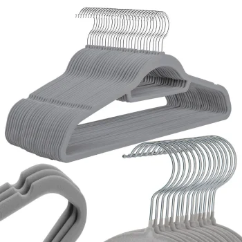 Velvet Clothes Hangers, Grey, Non-Slip, Set of 20 pcs