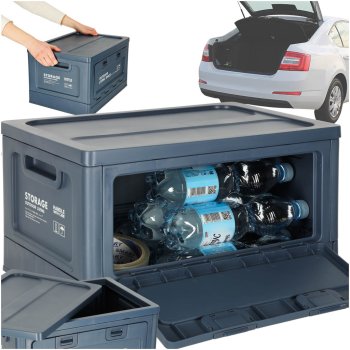 Collapsible Car Trunk Organizer and Storage Box 25L, Navy Blue