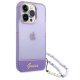 Guess Translucent Pearl Strap Case for iPhone 14 Pro Max, Purple