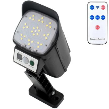 LED saules lampa ar viltus novērošanas kameru un tālvadības pulti, melna