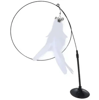Interactive Cat Wand Toy with Suction Cup and Feathers, 95 cm