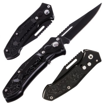 Tactical Steel Folding Knife with Decorated Handle
