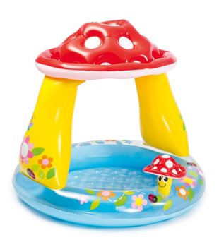 INTEX Mushroom Inflatable Kids Paddling Pool with Canopy 102 x 89 cm 57114