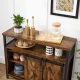 Leobert Chest of Drawers with Sliding Doors, Adjustable Shelves, Rustic Brown